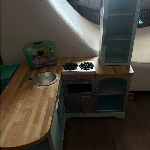 Children's Play Kitchen Set with Wooden Countertop - Picture 1 of 10